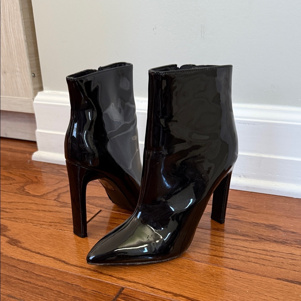 Black Patent Leather Ankle Boots